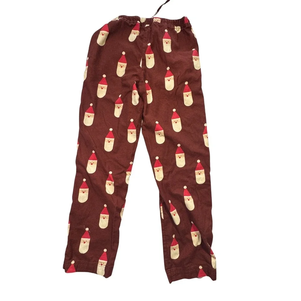 Hanna Andersson Family Match Pajama Pants Women XS Brown Santa Christmas Flannel